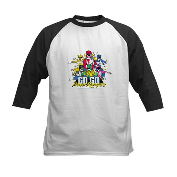 CafePress - Go Go Power Rangers Group Sh Kids Baseball T Shirt - Kids Cotton Baseball Jersey, 3/4 Sleeve Shirt