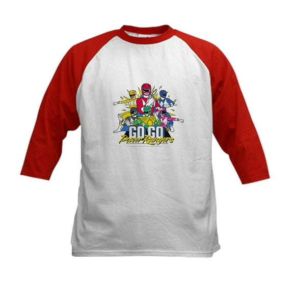 CafePress - Go Go Power Rangers Group Sh Kids Baseball T Shirt - Kids Cotton Baseball Jersey, 3/4 Sleeve Shirt
