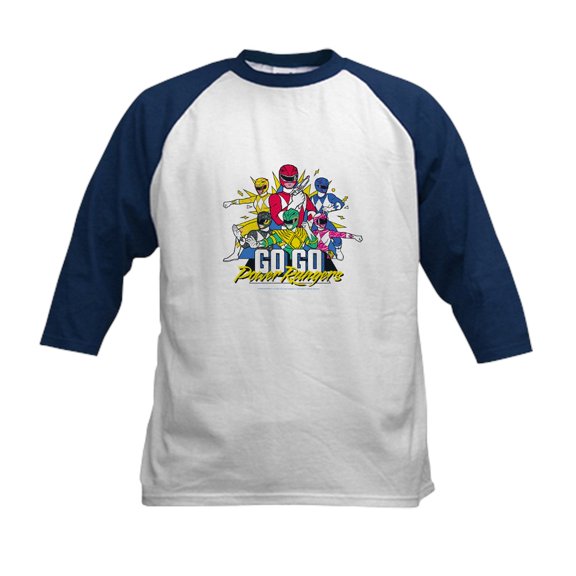 CafePress - Go Go Power Rangers Group Sh Kids Baseball T Shirt - Kids Cotton Baseball Jersey, 3/4 Sleeve Shirt