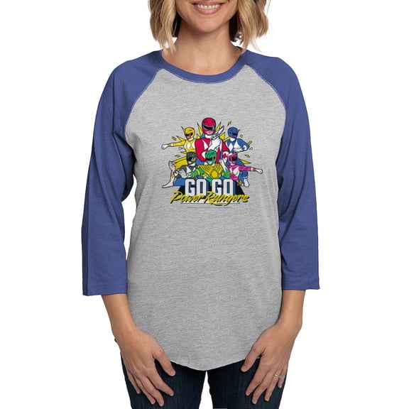 CafePress - Go Go Power Rangers Group Women's Baseball T Shirt - Womens Baseball Tee