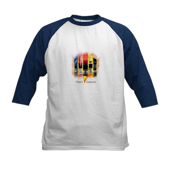 CafePress - Go Go Power Rangers! Kids Baseball T Shirt - Kids Cotton Baseball Jersey, 3/4 Sleeve Shirt
