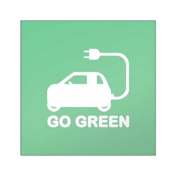 CafePress - Go Green ~ Drive Electric Cars Sticker - Square Sticker 3" x 3"