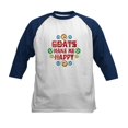 thumbnail image 1 of CafePress - Goat Happiness Kids Baseball Jersey - Kids Cotton Baseball Jersey, 3/4 Sleeve Shirt, 1 of 4