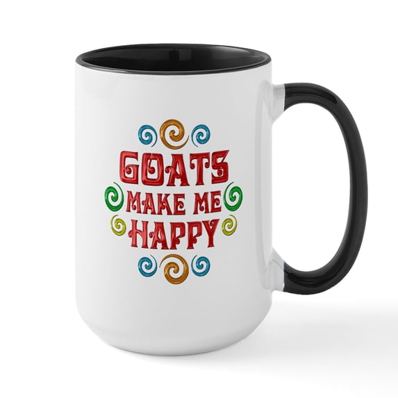 CafePress - Goat Happiness Large Mug - 15 oz Ceramic Large White Novelty Mug