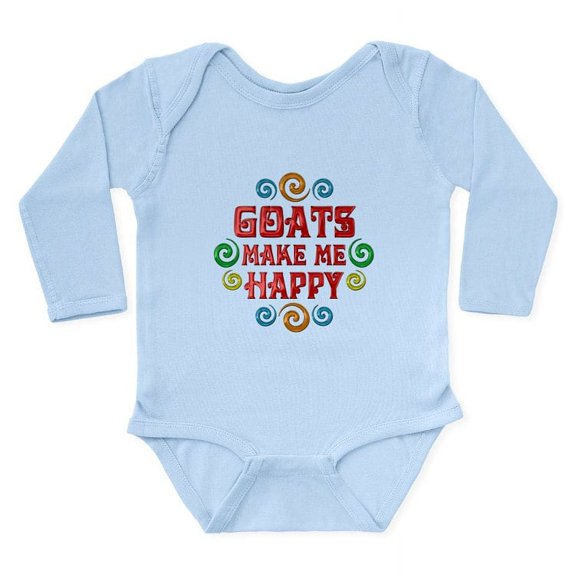 CafePress - Goat Happiness Long Sleeve Infant Bodysuit - Long Sleeve Cotton Baby Bodysuit