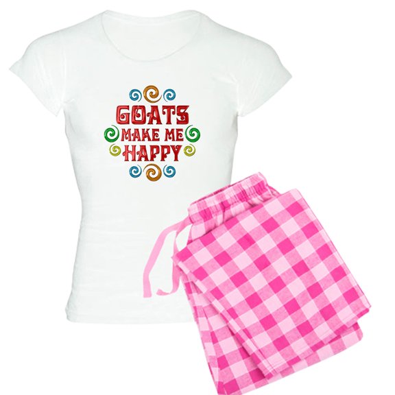 CafePress - Goat Happiness Women's Light Pajamas - Women's Short Sleeve Print T-Shirt and Pants Light Cotton Pajama Set