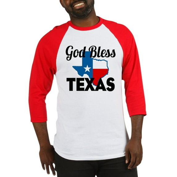 CafePress - God Bless Texas Baseball Jersey - Cotton Baseball Jersey, 3/4 Raglan Sleeve Shirt