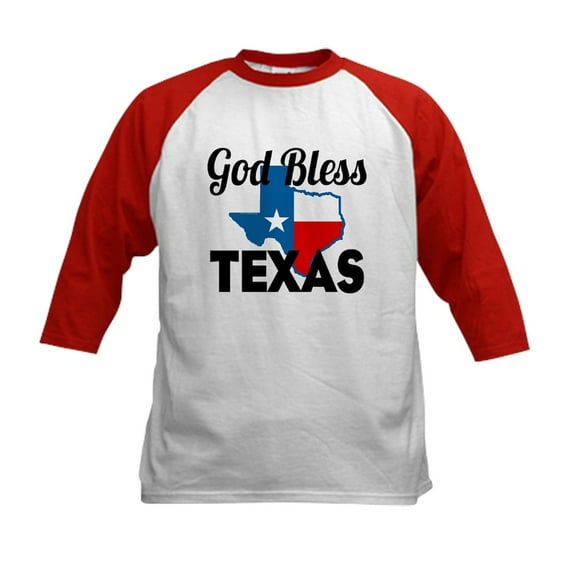 CafePress - God Bless Texas Baseball Jersey - Kids Cotton Baseball Jersey, 3/4 Sleeve Shirt