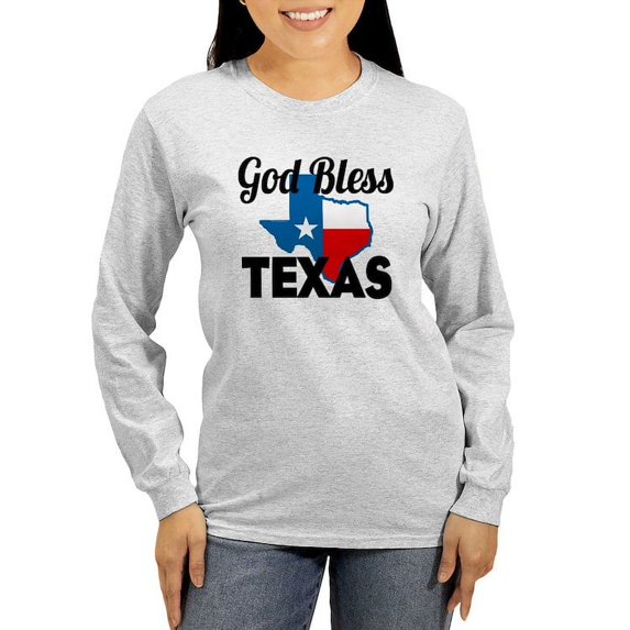 CafePress - God Bless Texas Long Sleeve T Shirt - Women's Long Sleeve Graphic Casual T-Shirt