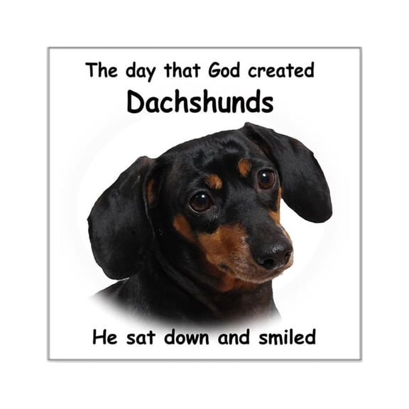 CafePress - God Dachshund Dark Shirt Square Sticker 3 X 3 - Square Sticker 3" x 3"