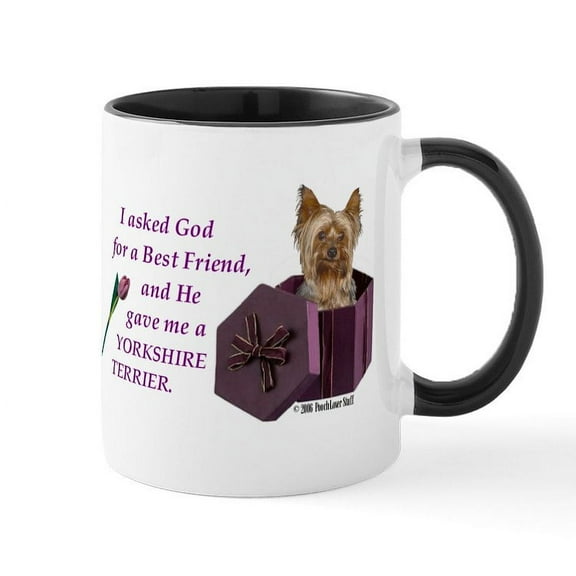 CafePress - God Gave Me A Yorkshire Terrier Mug ( Yorkie ) M - 11 oz Ceramic Mug - Novelty Coffee Tea Cup