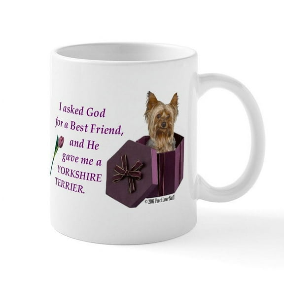 CafePress - God Gave Me A Yorkshire Terrier Mug ( Yorkie ) M - 11 oz Ceramic Mug - Novelty Coffee Tea Cup