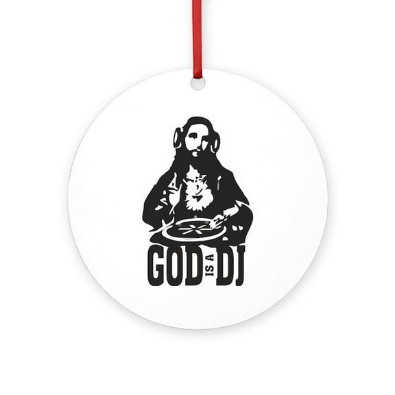 CafePress - God Is A Dj -  Round Wood Ornament 4"