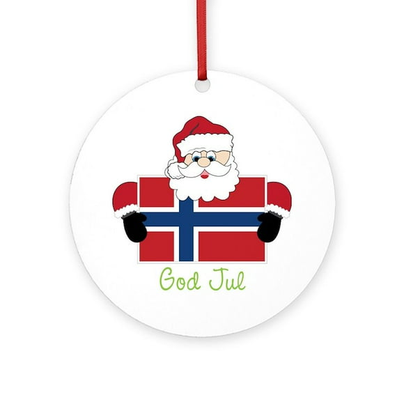 CafePress - God Jul - Round Wood Ornament 4"