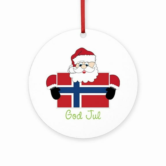CafePress - God Jul -  Round Wood Ornament 4"