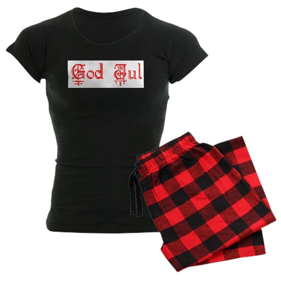 CafePress - God Jul Women's Dark Pajamas - Women's Short Sleeve Print T-Shirt and Pants Dark Cotton Pajama Set
