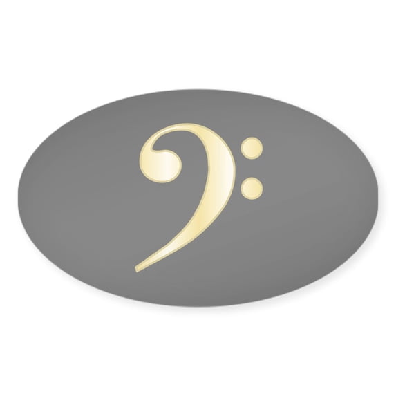 CafePress - Gold Bass Clef Oval Sticker - Sticker (Oval)