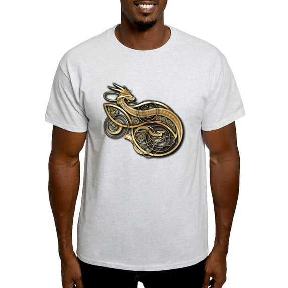 CafePress - Gold Norse Dragon Dark T Shirt - Men's Classic Graphic T-Shirt