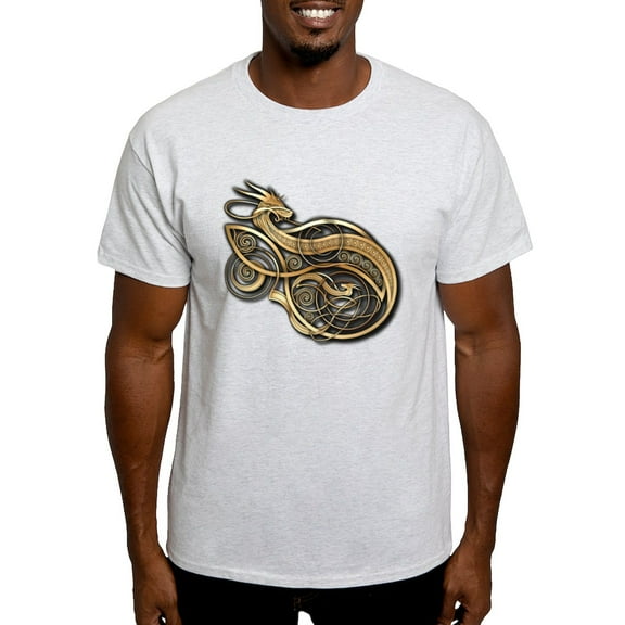 CafePress - Gold Norse Dragon Dark T Shirt - Men's Classic Graphic T-Shirt