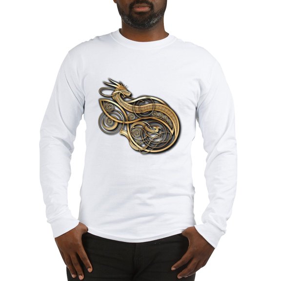 CafePress - Gold Norse Dragon Long Sleeve T Shirt - Unisex Cotton Long Sleeve T-Shirt