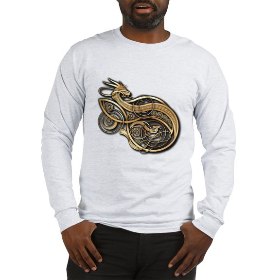 CafePress - Gold Norse Dragon Long Sleeve T Shirt - Unisex Cotton Long Sleeve T-Shirt