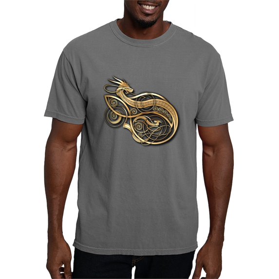 CafePress - Gold Norse Dragon - Mens Comfort Colors Shirt