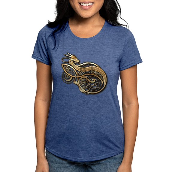 CafePress - Gold Norse Dragon T Shirt - Womens Tri-blend T-Shirt