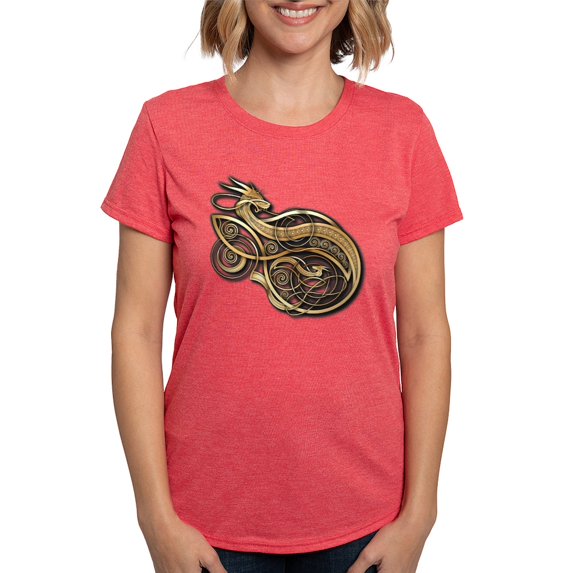 CafePress - Gold Norse Dragon T Shirt - Womens Tri-blend T-Shirt