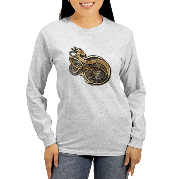 CafePress - Gold Norse Dragon Women's Long Sleeve T Shirt - Women's Long Sleeve Graphic Casual T-Shirt