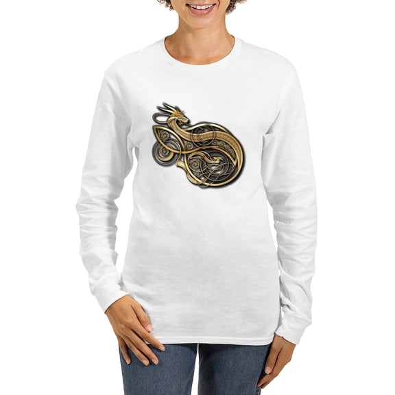 CafePress - Gold Norse Dragon Women's Long Sleeve T Shirt - Women's Long Sleeve Graphic Casual T-Shirt