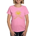 thumbnail image 1 of CafePress - Gold Ribbon Of Words Women's Dark T Shirt - Women's Traditional Fit Dark T-Shirt, 1 of 4
