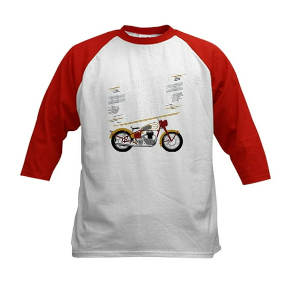 CafePress - Gold Star Racing Heritage Refined Kids Baseball T Shirt - Kids Cotton Baseball Jersey, 3/4 Sleeve Shirt
