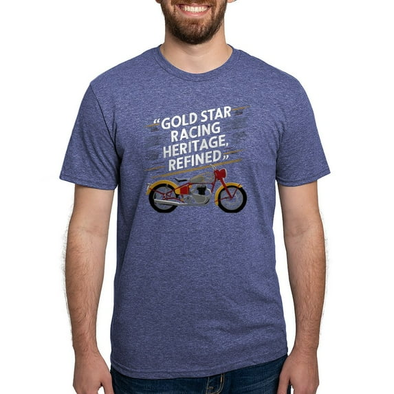 CafePress - Gold Star Racing Heritage Refined Men's Deluxe T Shirt - Mens Tri-blend T-Shirt