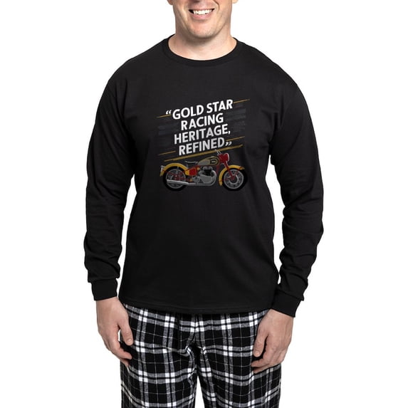 CafePress - Gold Star Racing Heritage Refined - Men's Long Sleeve Loose Fit Cotton Dark Pajama Set