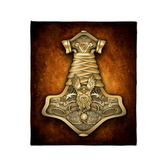 CafePress - Gold Thors Hammer Throw Blanket - Soft Fleece Throw Blanket, 50"x60" for All Ages