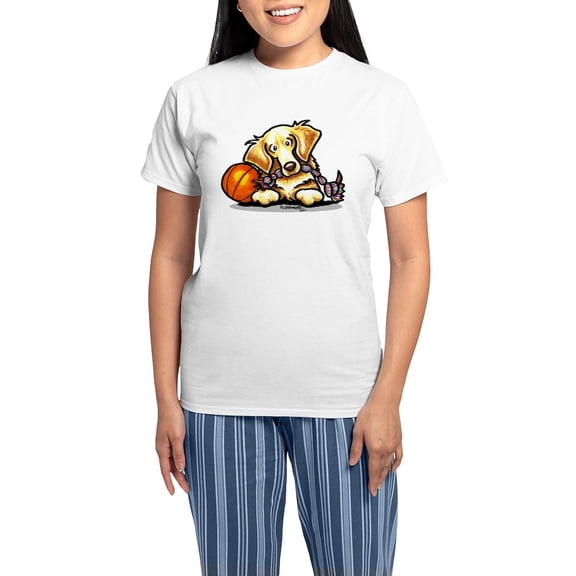 CafePress - Golden Retriever Player Women's Light Pajamas - Women's Short Sleeve Print T-Shirt and Pants Light Cotton Pajama Set