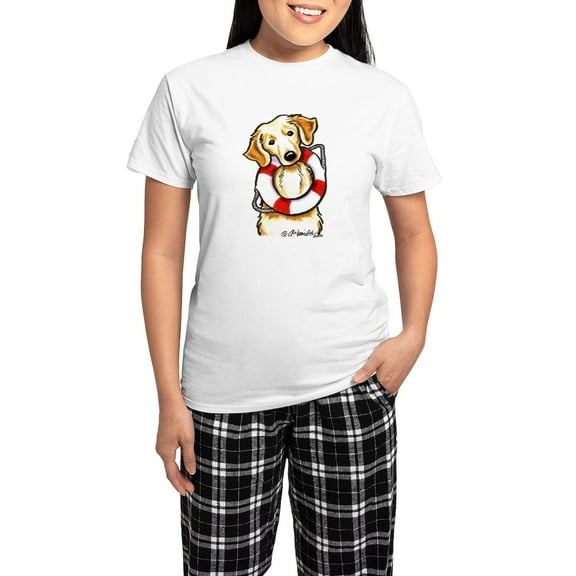 CafePress - Golden Retriever Rescue Women's Light Pajamas - Women's Short Sleeve Print T-Shirt and Pants Light Cotton Pajama Set