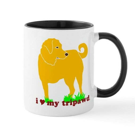 CafePress - Golden Tripawd Love Mug - 11 oz Ceramic Mug - Novelty Coffee Tea Cup