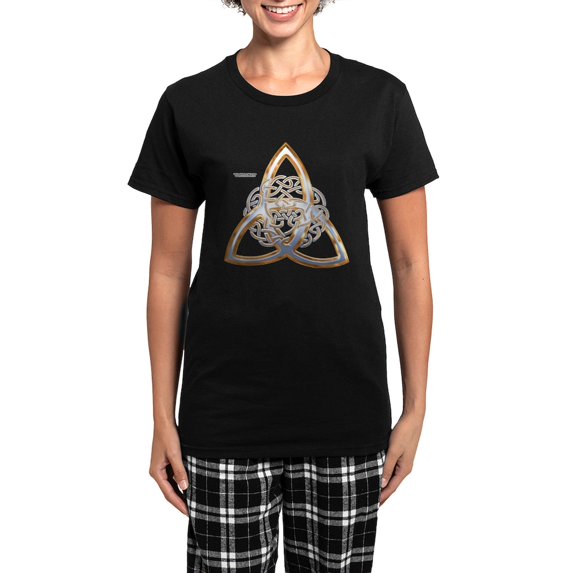 CafePress - Golden Triquetra Women's Dark Pajamas - Women's Short Sleeve Print T-Shirt and Pants Dark Cotton Pajama Set