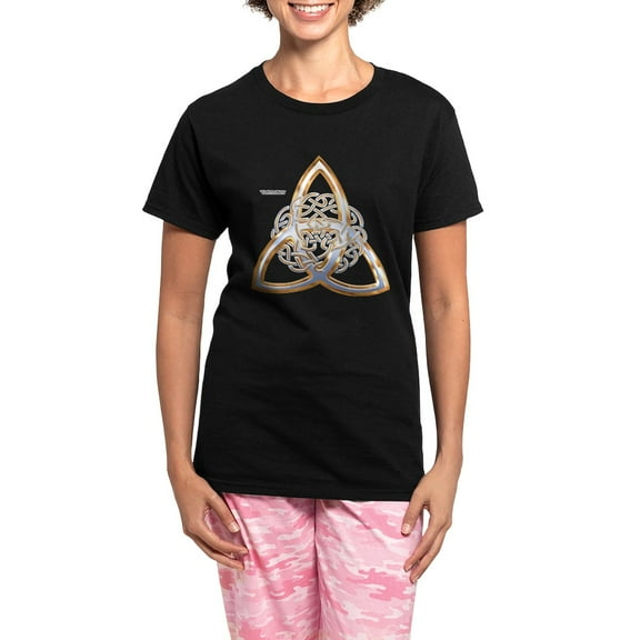 CafePress - Golden Triquetra Women's Dark Pajamas - Women's Short Sleeve Print T-Shirt and Pants Dark Cotton Pajama Set