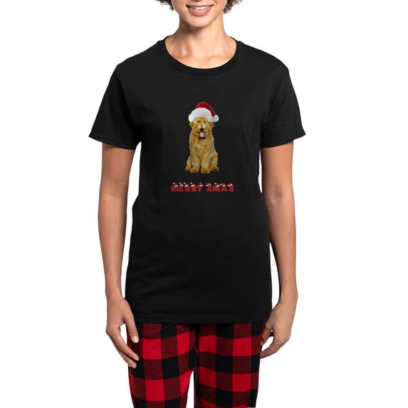 CafePress - Goldendoodle Christmas Pajamas - Women's Short Sleeve Print T-Shirt and Pants Dark Cotton Pajama Set