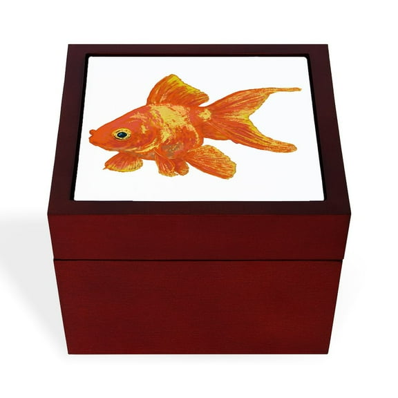 CafePress - Goldfish - Keepsake Box, Finished Hardwood Jewelry Box, Velvet Lined Memento Box