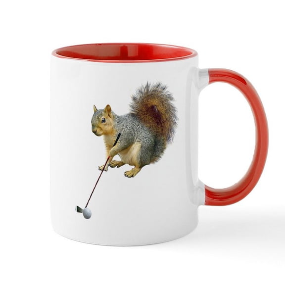 CafePress - Golfing Squirrel Mug - 11 oz Ceramic Mug - Novelty Coffee Tea Cup