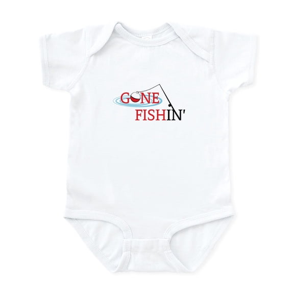 CafePress - Gone Fishing Bobber And Fishing Pole Body Suit - Baby Light Bodysuit, Size Newborn - 24 Months