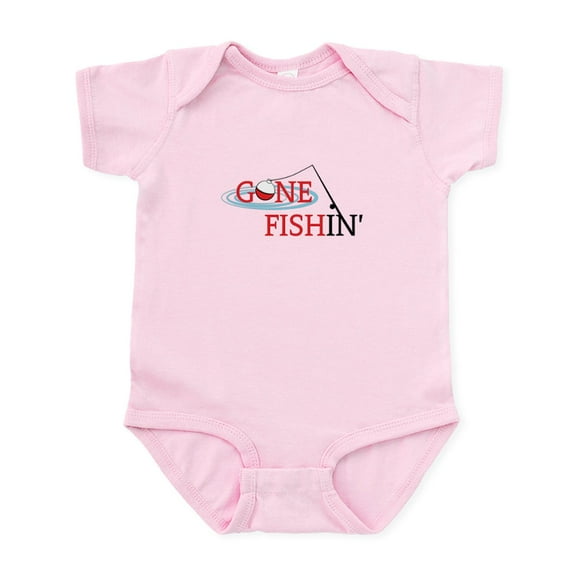 CafePress - Gone Fishing Bobber And Fishing Pole Body Suit - Baby Light Bodysuit, Size Newborn - 24 Months