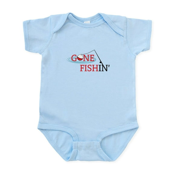 CafePress - Gone Fishing Bobber And Fishing Pole Body Suit - Baby Light Bodysuit, Size Newborn - 24 Months