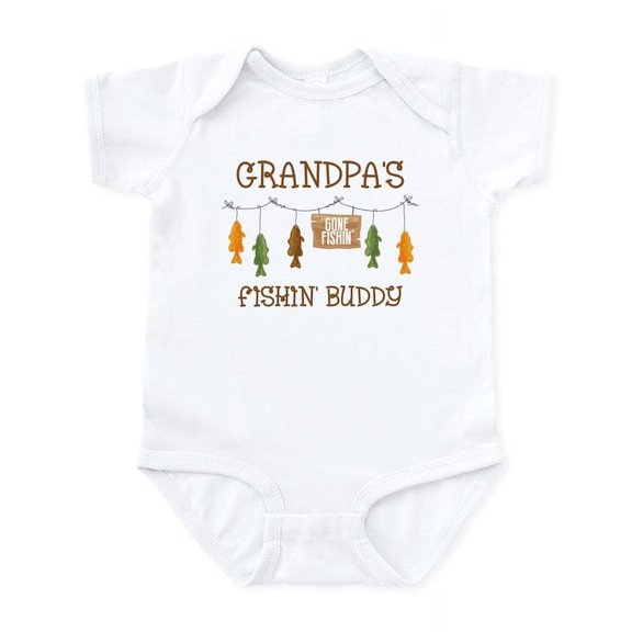 CafePress - Gone Fishing Line Grandpa Infant Bodysuit - Baby Light Bodysuit, Size Newborn - 24 Months
