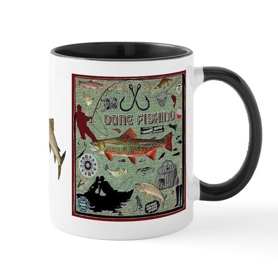 CafePress - Gone Fishing Mug Mugs - 11 oz Ceramic Mug - Novelty Coffee Tea Cup
