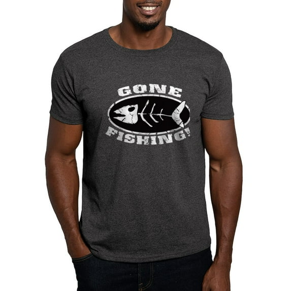 CafePress - Gone Fishing White Dark T Shirt - Men's Classic Graphic Cotton T-Shirt