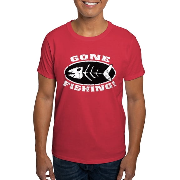 CafePress - Gone Fishing White Dark T Shirt - Men's Classic Graphic Cotton T-Shirt